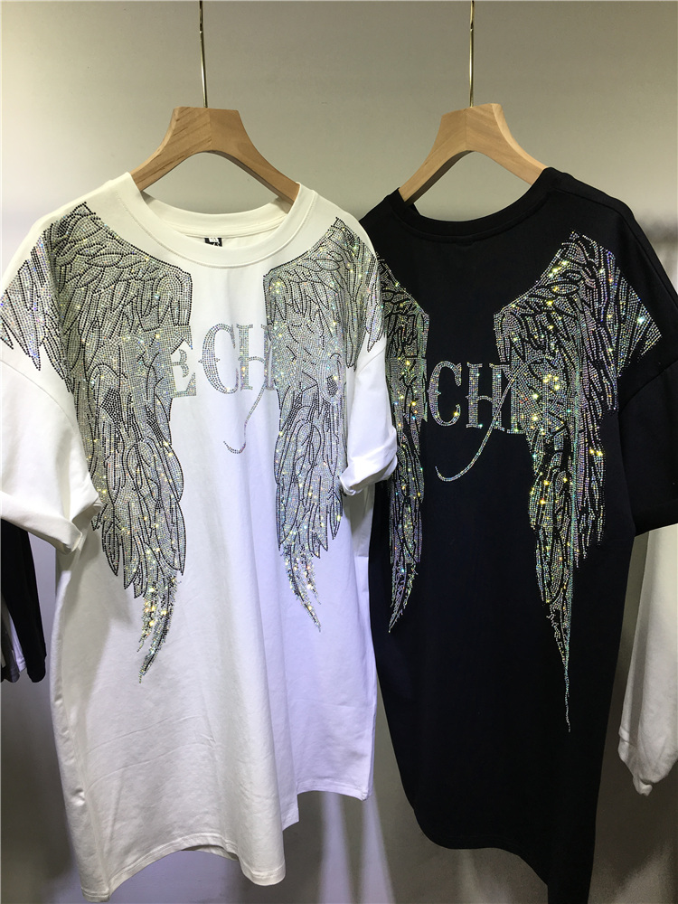 L-4XL Oversize Rhinestone Ange - Streetwear Brand Shirts recension och pris
