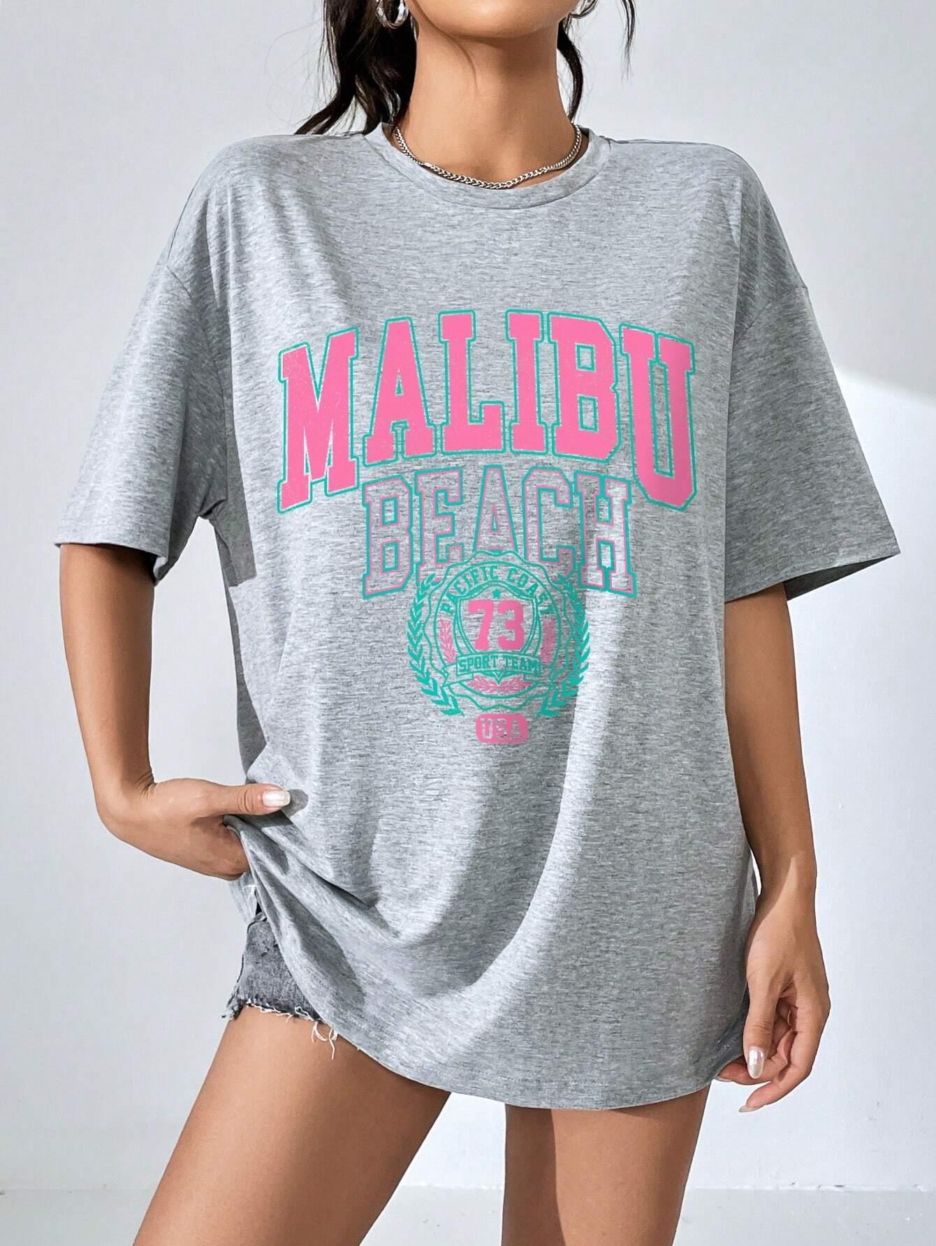 Malibu Beach Letter Print Prin - Streetwear Brand Shirts recension och pris