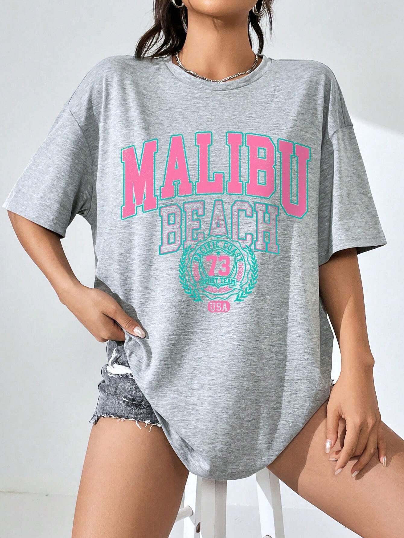 Malibu Beach Letter Print Prin - Streetwear Brand Shirts recension och pris